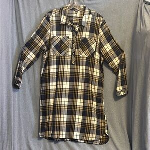Eddie Bauer navy and White Checkered Shirt Dress size xl